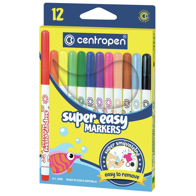 Фломастери CENTROPEN 2580 SUPER EASY, набір 12 шт.